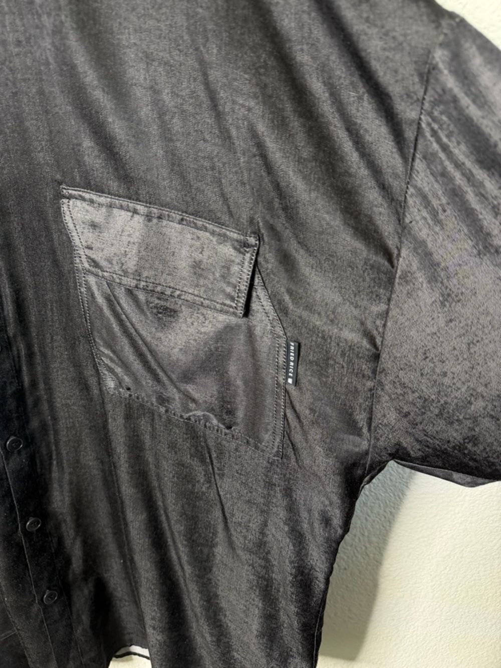 Friend Rice Grey Long Sleeve Oversized Button Up Mens Top Size L - Picture 4 of 8